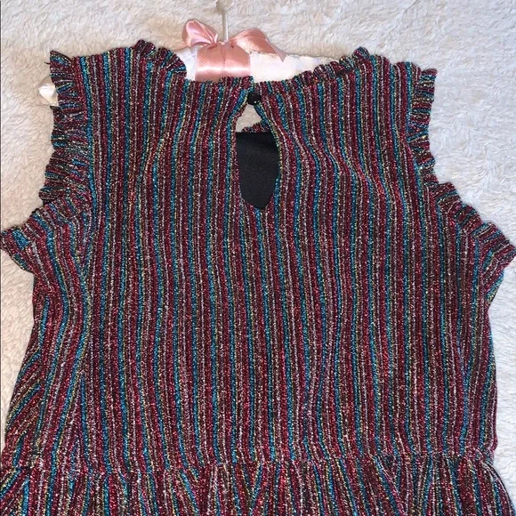 Ava & Yelly 6X Glitter Metallic Striped Dress EUC Red Silver Gold Blue - Picture 6 of 15